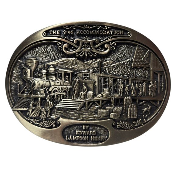 9:45 Accommodation Belt Buckle Edward Lamson Henry American West Train Station - Picture 1 of 16